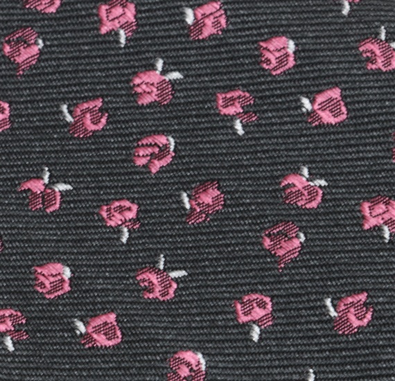 Dark grey bow tie woven with roses