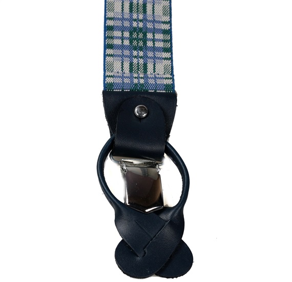 Blue and Green Checked Elastic Braces
