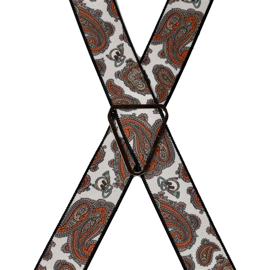 Linen White Paisley Elastic Braces
