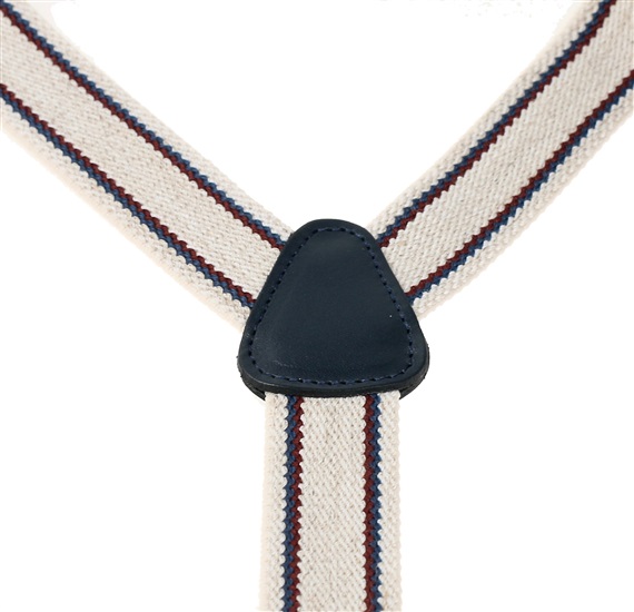 Linen White Striped Elastic Braces