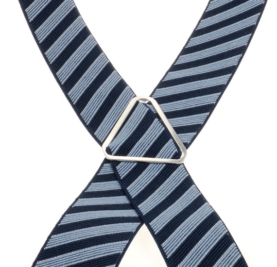 Navy Blue and Sky Blue Striped Braces - Pisa 86