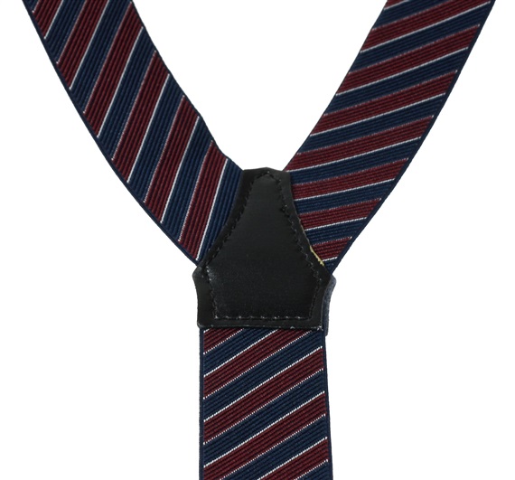 Navy Blue and Burgundy Stripes XXL Elastic Braces