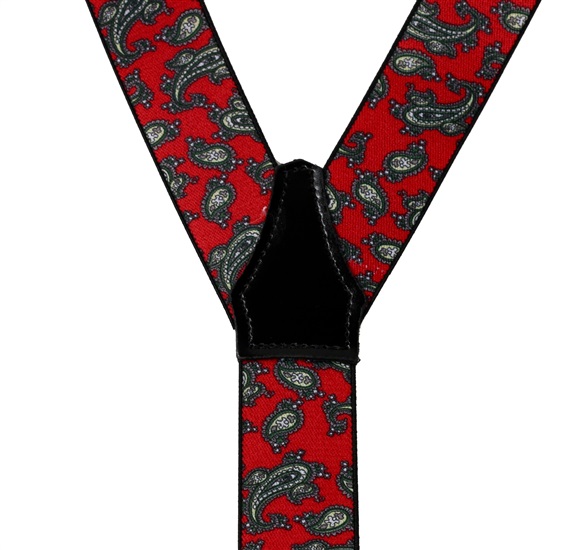 Red Paisley Elastic Braces