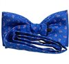 Royal blue bow tie with fuchsia paisley reverse