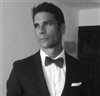 Black satin bow tie