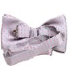 Grey silk bow tie with pink dots reverse