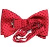 Red silk bow tie with black dots reverse