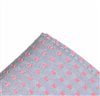Grey silk pocket square with pink dots