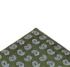 Olive green pocket square with paisley