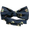 Dark blue bow tie reverse with heraldic shield