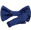 Black and royal blue checked bow tie reverse