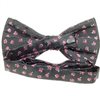 Reverse dark grey bow tie with roses