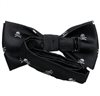 Reverse black bow tie with skulls