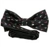 Black bow tie with silver and pink cross