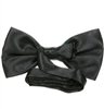 Reverse sky blue and black satin bow tie