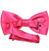 Reverse fuchsia satin bow tie
