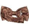 Reverse brown satin bow tie