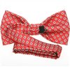 Coral red bow tie with reverse with daisies