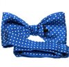 Royal blue silk bow tie with dots reverse