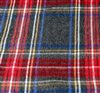 Grey and red tartan scarf woven