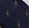 Woven blue self bow tie with polo rider