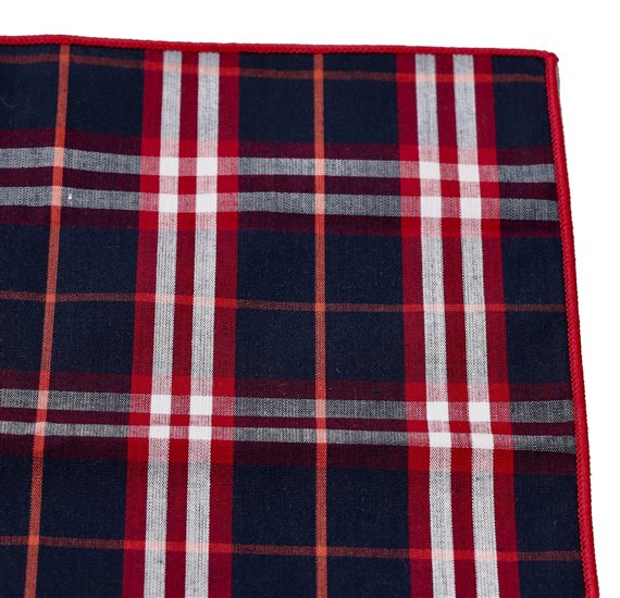 Blue and Red Tartan Pocket Square