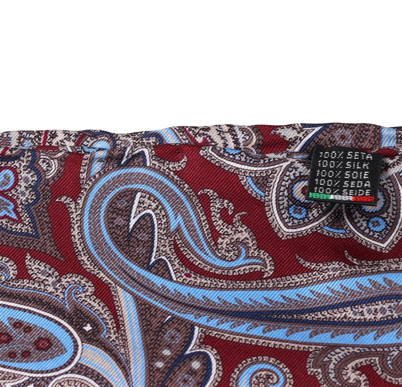 Pañuelo Bolsillo Seda Granate Cachemir
