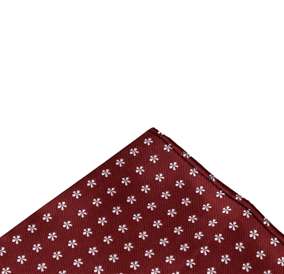 Bordeaux pocket square with daisies