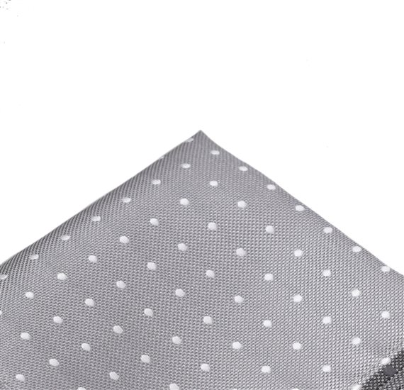 Grey Pocket Square with White Dots