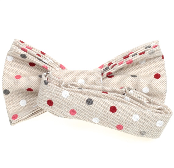 Beige mat bow tie reverse with dots
