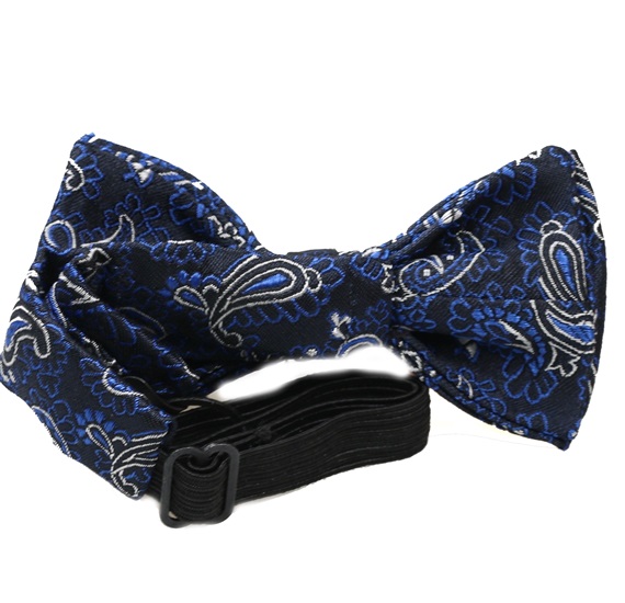 Dark blue boy´s bow tie with royal blue paisley Pitti 211