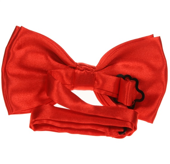 Red satin bow tie reverse