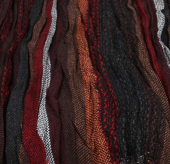 Brown and garnet stripes foulard woven