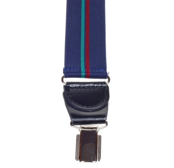 Dark Blue Striped Braces - Pisa 107