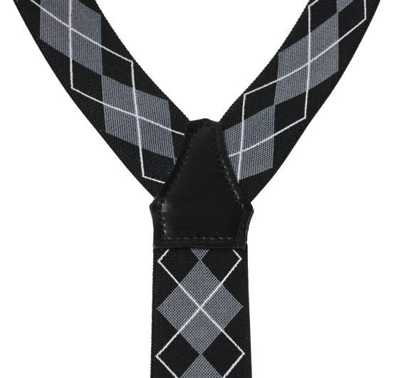 Black and Grey Diamond Argyle Elastic Braces