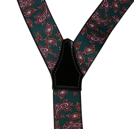 Dark Green Paisley Elastic Braces