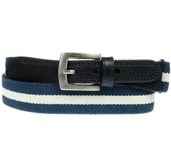 Boy's Deep Blue Elastic Belt with Beige Stripe