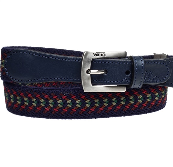 Boy's Dark Blue Elastic Belt with Spikes