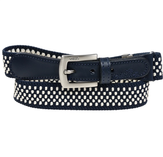 Boy's Dark Blue Elastic Belt with White Dots