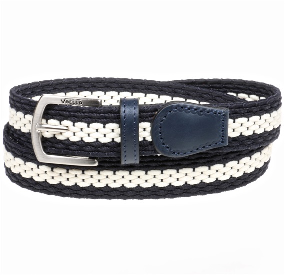 Boy's Dark Blue Elastic Belt with White Stripe