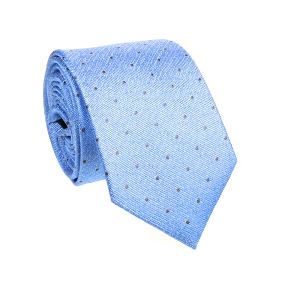 Blue with Brown Dots Natural Silk Tie