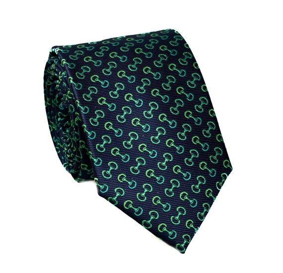 Navy Blue With Green Stirrups Tie