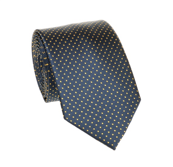 Navy Blue and Yellow Dots Tie