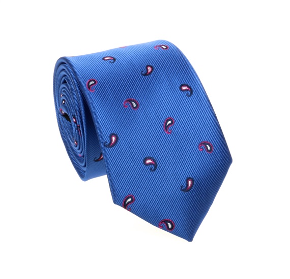 Royal Blue with Fuchsia and Black Paisley Tie