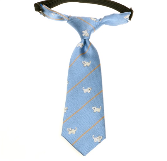 Sky Blue Baby's Tie with White Cats