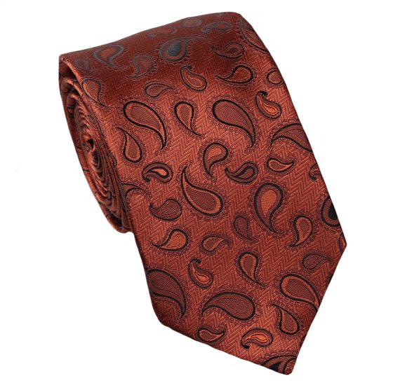 Terracotta Paisley Natural Silk Tie