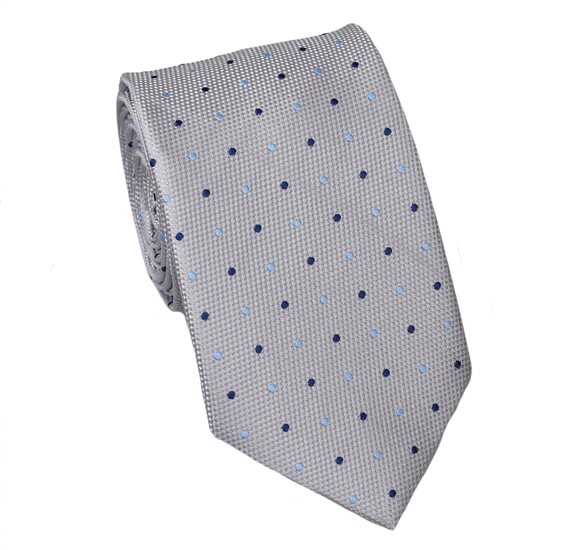 Teenager's Grey with Blue Dots Tie