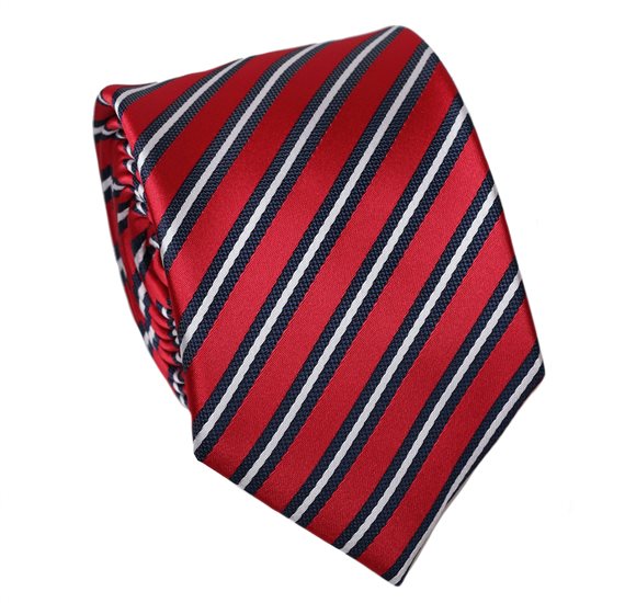 Teenager's Red with Dark Blue Stripes Tie