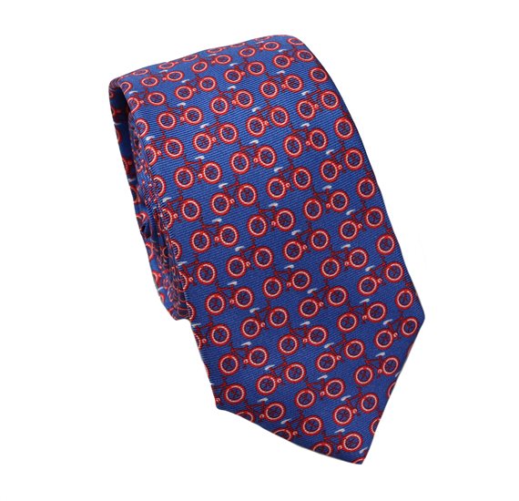 Teenager's Royal Blue with Bicycles Silk Tie