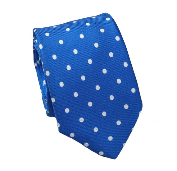 Teenager's Royal Blue with White Dots Silk Tie